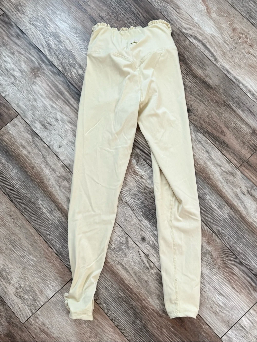 V Waist Ruffle Trim Leggings with Ankle Bows